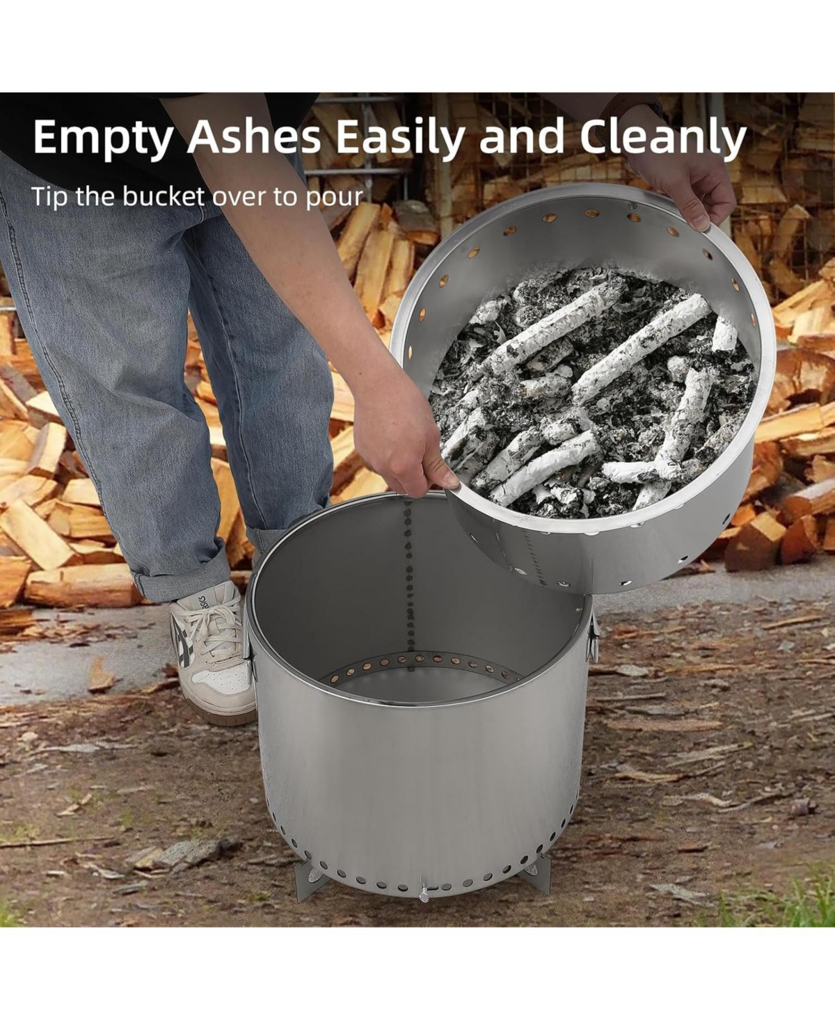 Gaomon 16.5" Portable Smokeless Fire Pit, Stainless Steel Bonfire for Backyard, Patio, Camping & Garden