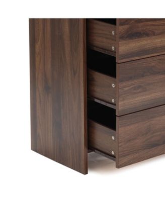 Modern Walnut Finish 5-Drawer Chest, Engineered Wood Storage Dresser with Rounded Corners