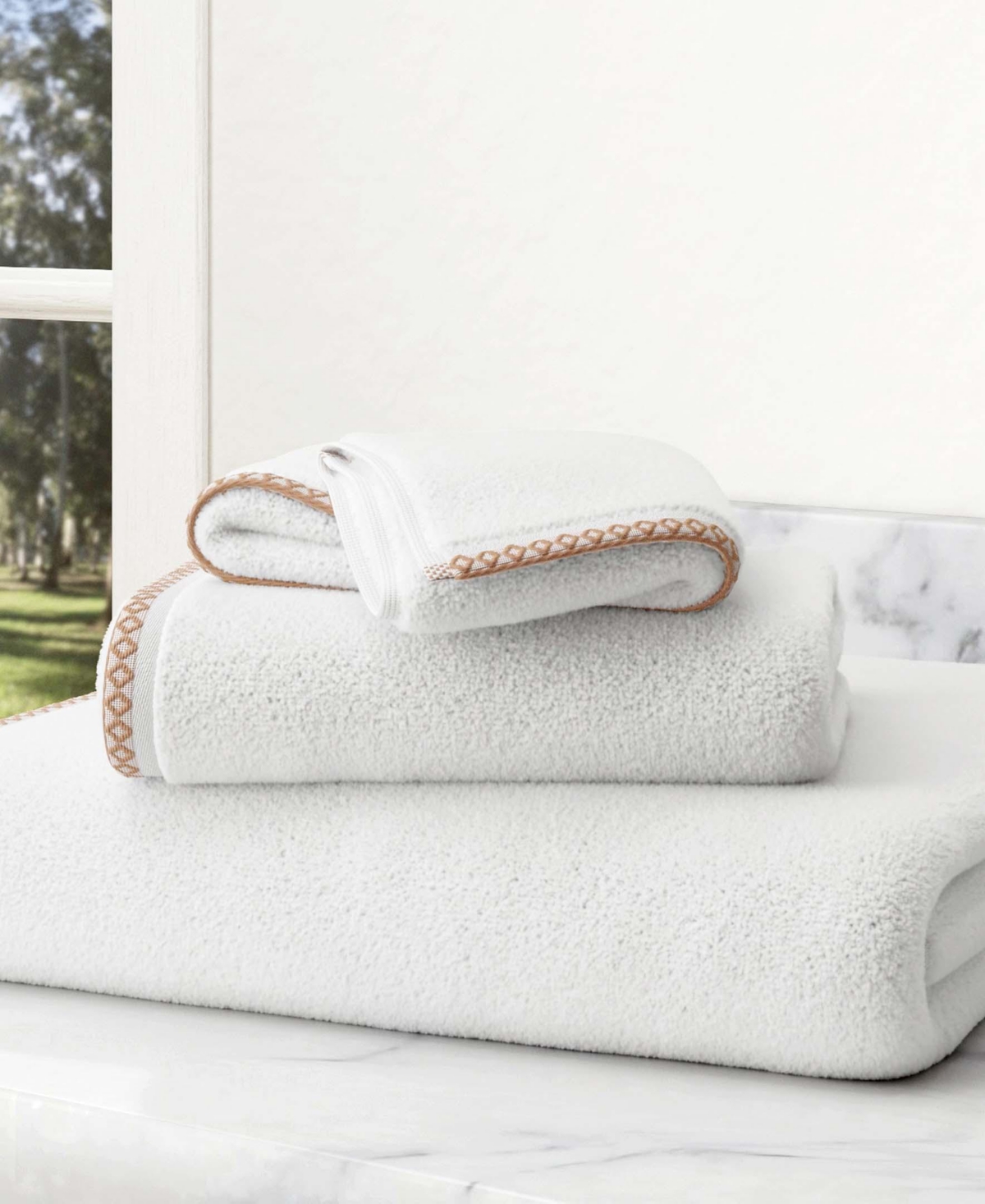 Linery & Co Quick-Dry Cotton Decorative Border 6 Pack Hand Towel Set
