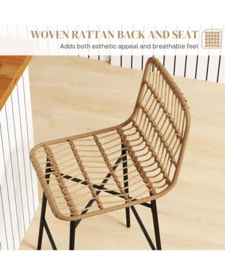 Rat Counter Height Bar Stools Set of 2 Barstools with Back