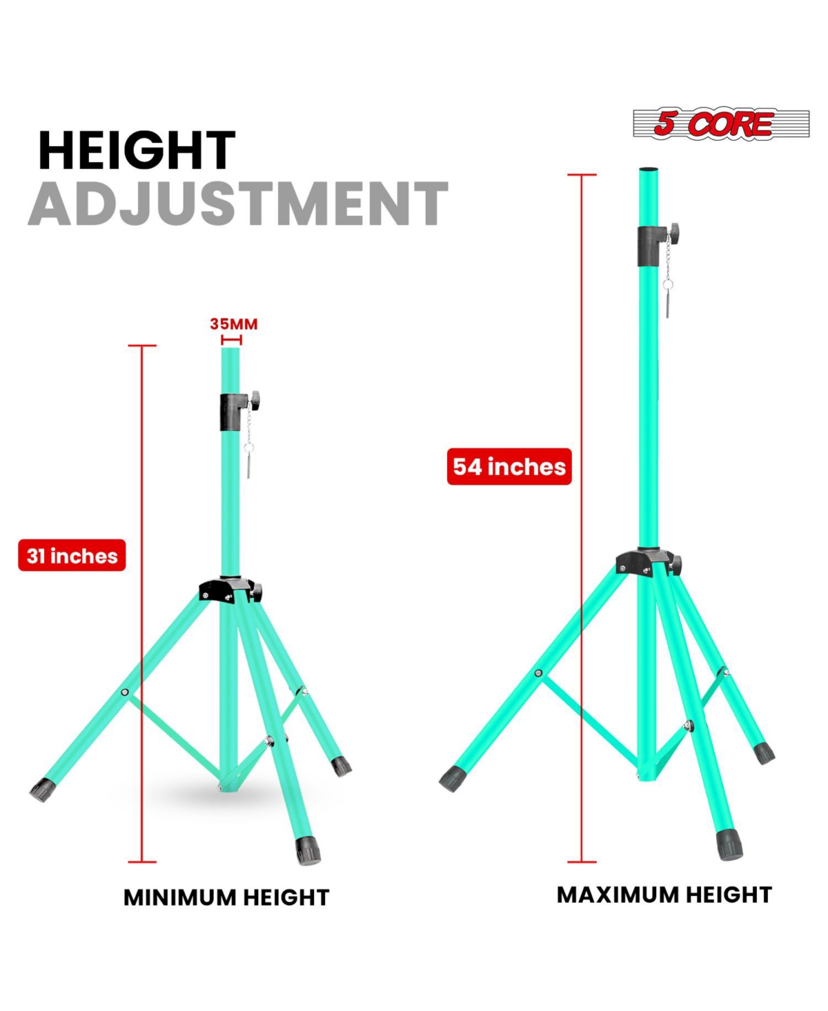 5 Core Speaker Stand Adjustable Pa Dj Tripod Mount Heavy Duty