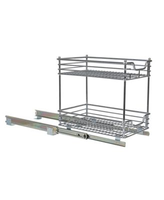 Glidez 11.5" W Steel Pull-Out Storage Organizer, 2-Tier Design, Chrome