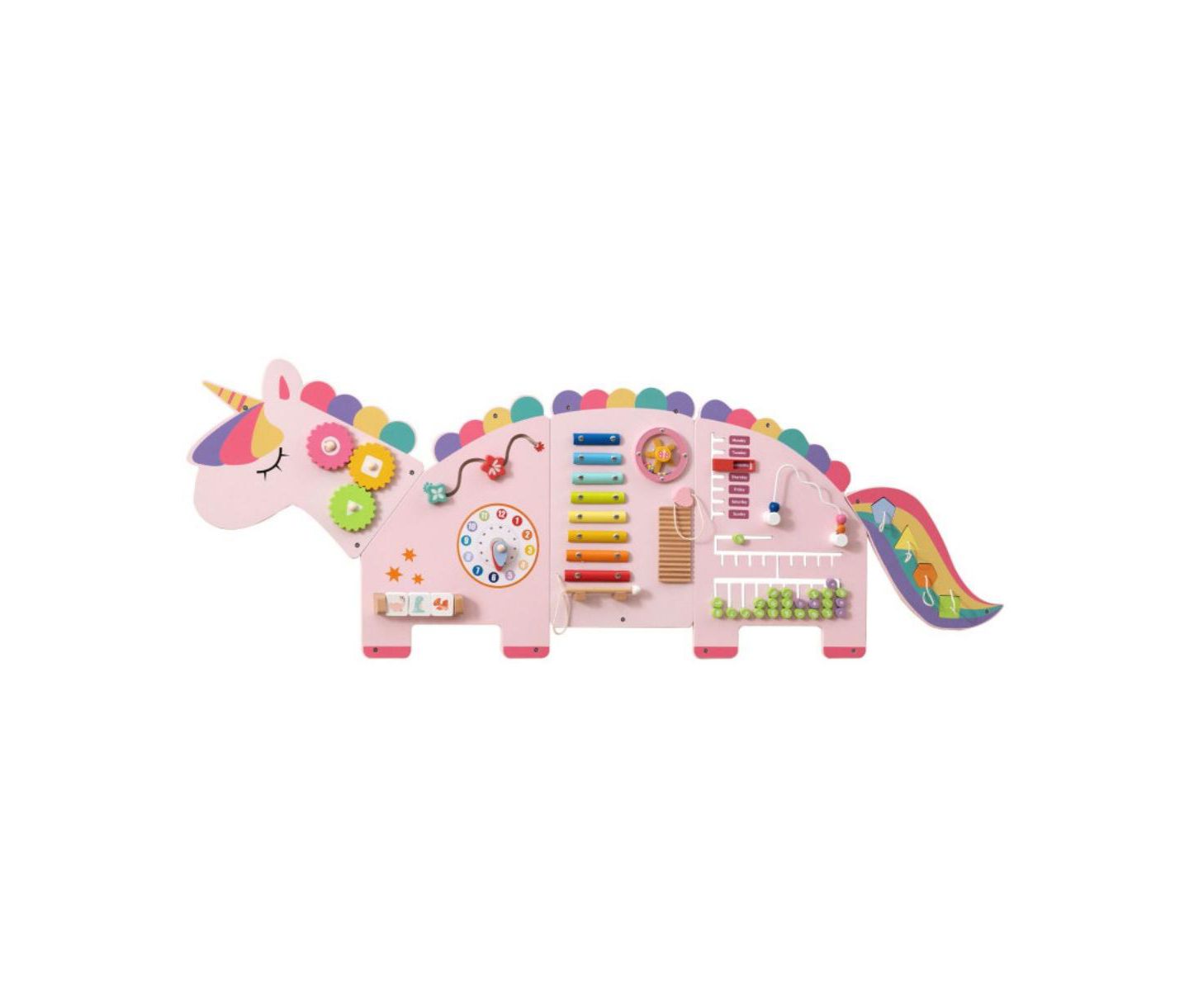 Детская игрушка HONGGE Kids Montessori Sensory Busy Board with 11 Learning Activities, цвет: Розовый — фото 1