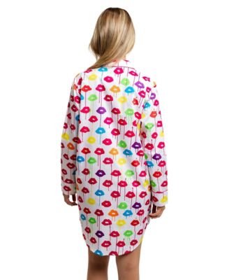 Women's Organic Cotton Poplin Button Down Pajama Night Shirt