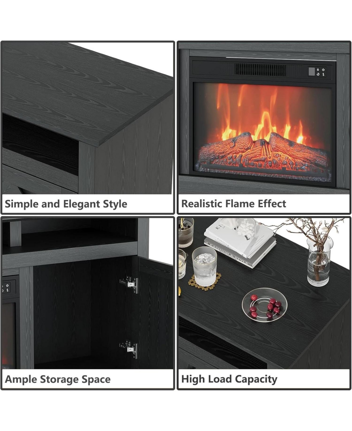 gaomon 67" Fireplace Tv Stand for TVs up to 80" with Storage Cabinets and Shelves, 23" Electric Fireplace, Living Room Bedroom