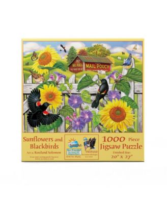 Sunflowers and Blackbirds 1000 piece Jigsaw Puzzle for Adults