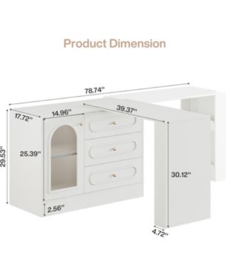 78-Inch Vanity Desk  3 Drawers, with Reversible Cabinet