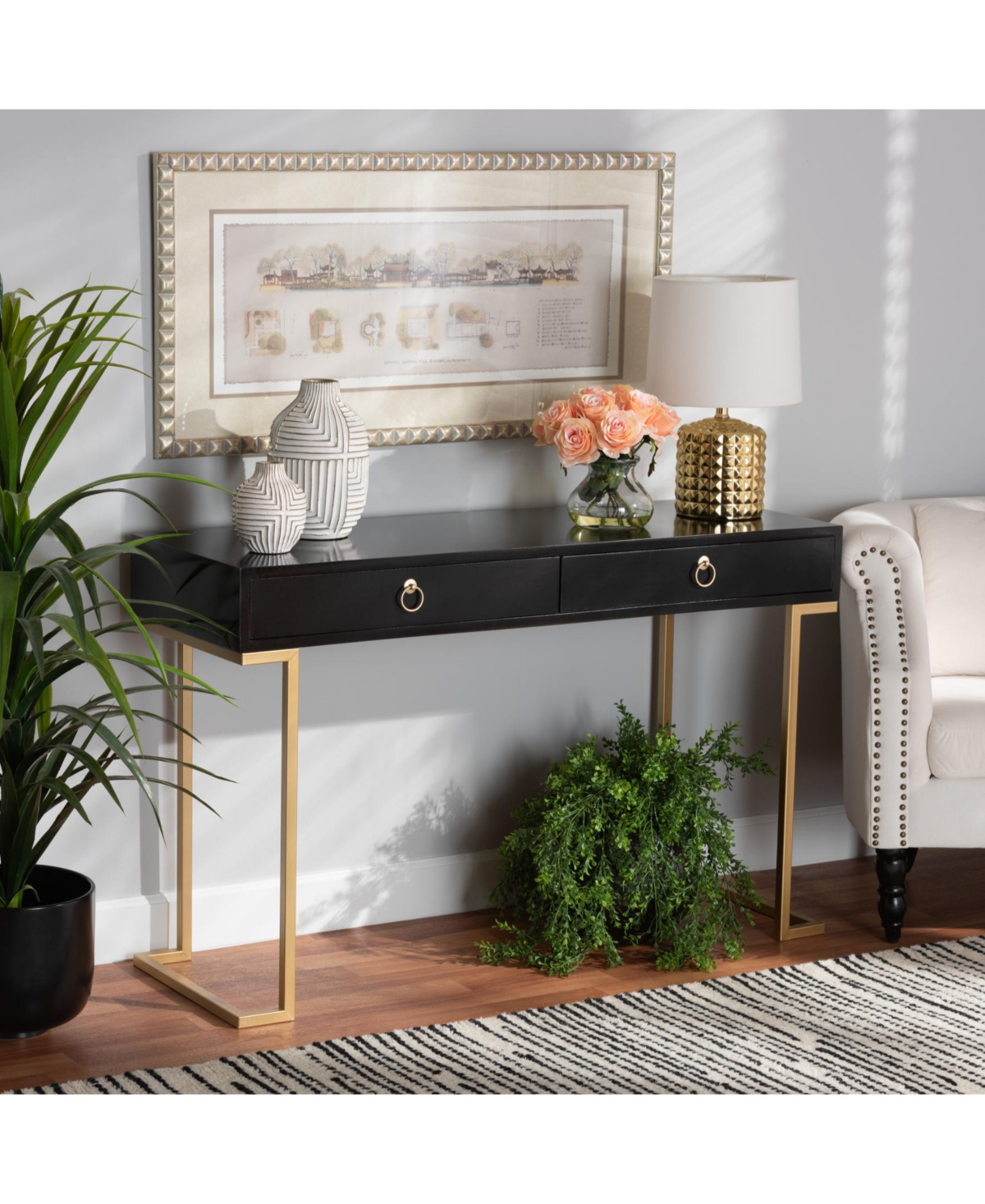 Baxton Studio Beagan 15.7" Metal Contemporary Console Table