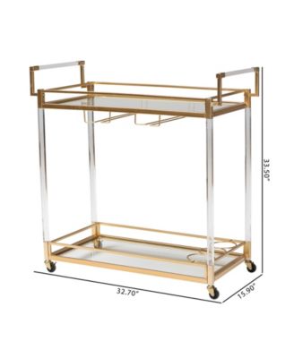 Savannah 15.9" Glass Contemporary Wine Cart