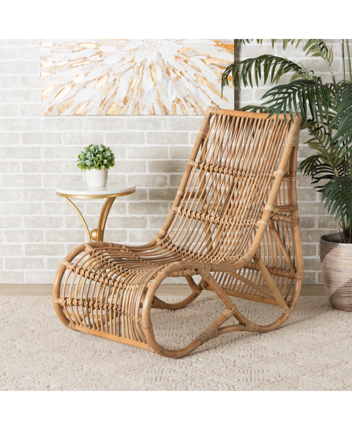 Furniture Genera 36" Rattan Bohemian Lounge Chair
