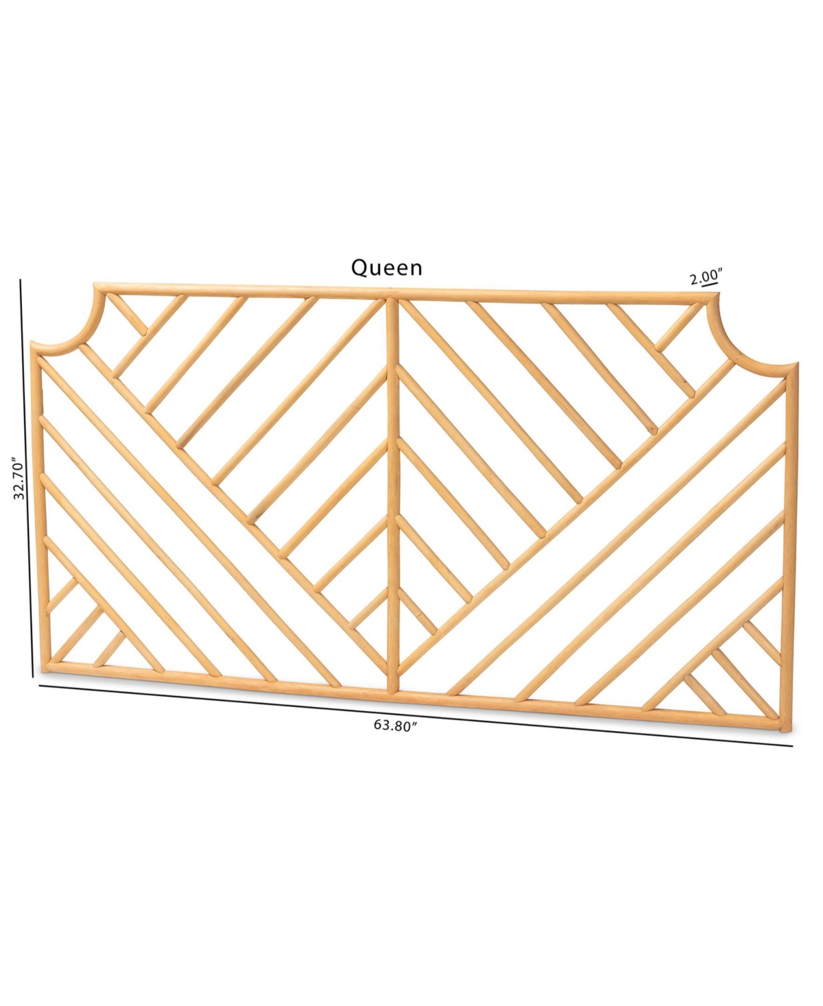 Furniture Giza 63.8" Bohemian Natural Brown Rattan Queen Wall-mount Headboard