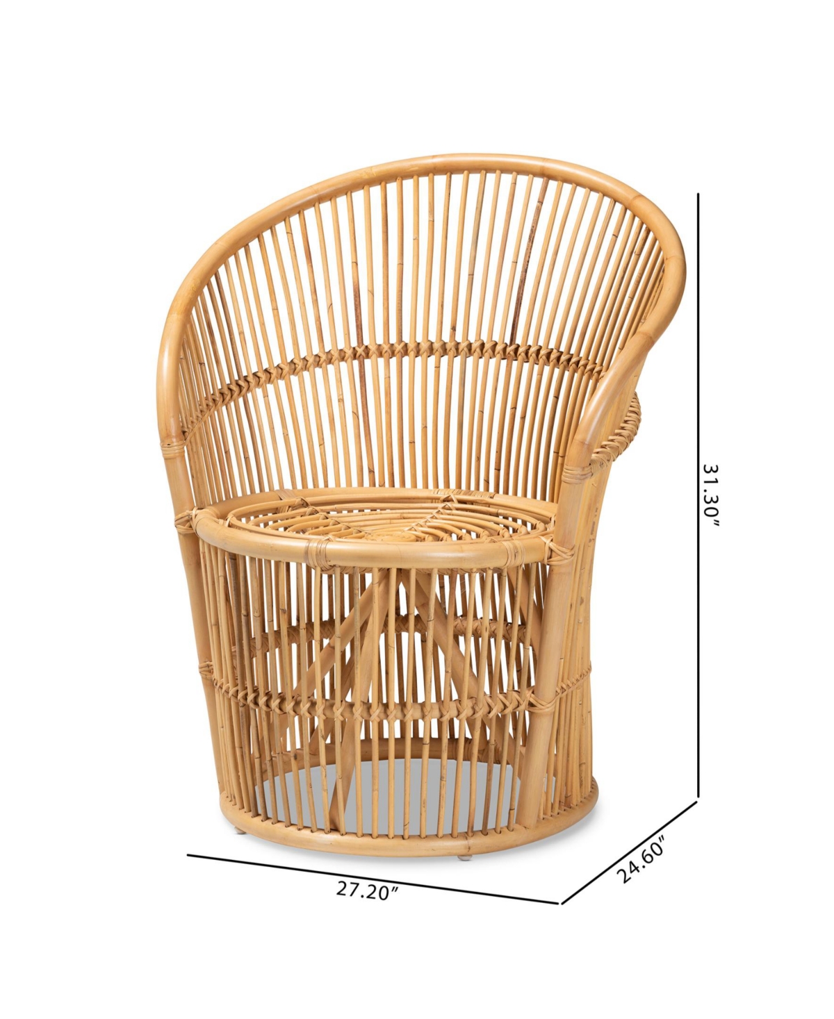 Furniture Narva 31.3" Rattan Bohemian Accent Chair