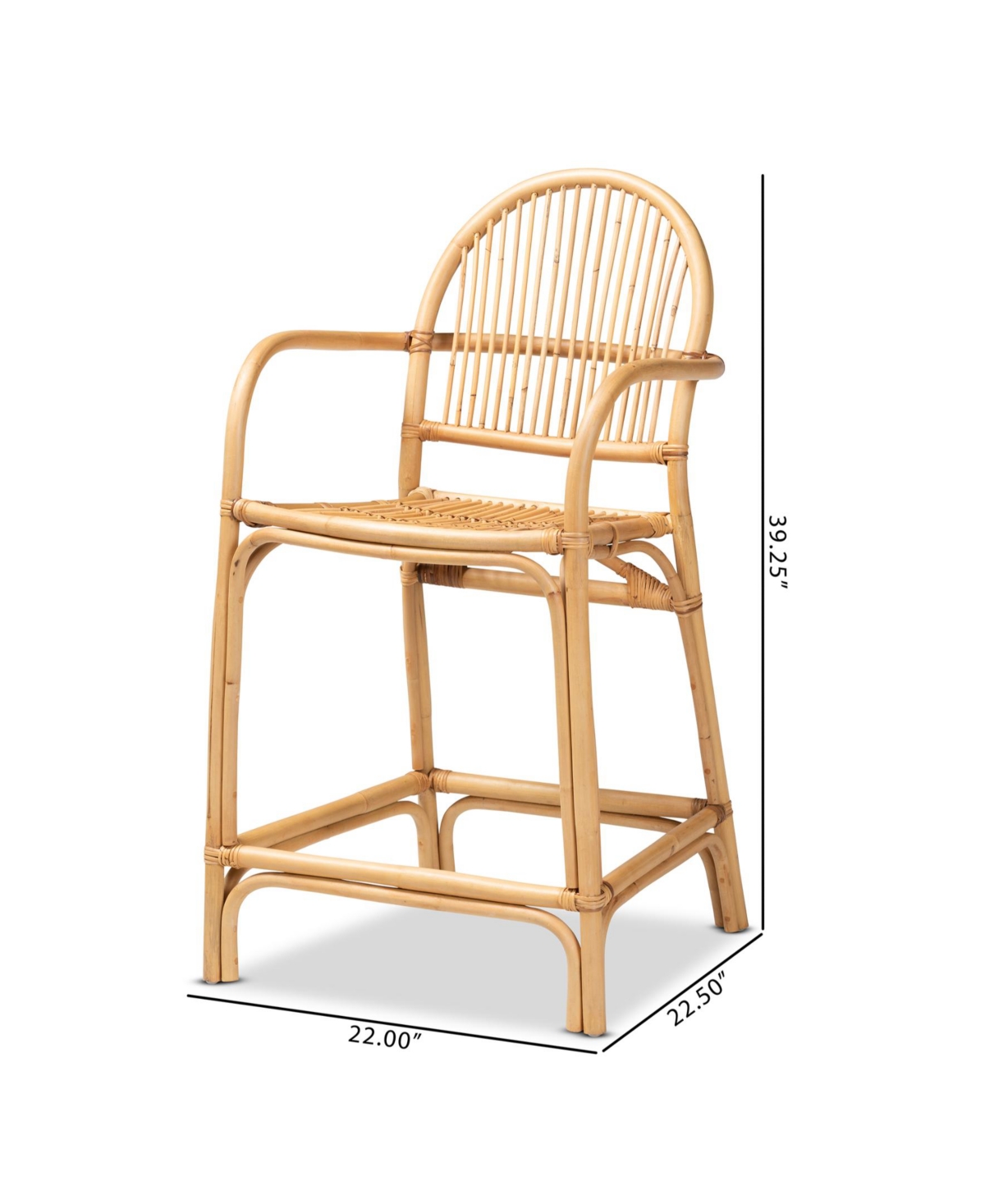 Furniture Tugera 22.5" Rattan Bohemian Counter Stool