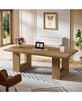 Home Office Desk, 62.99" Large Farmhouse Executive Desk, Computer Table, Writing Table