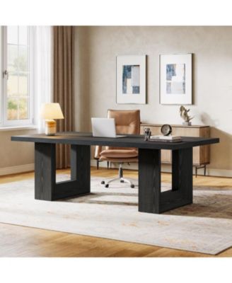 Home Office Desk, 62.99" Large Farmhouse Executive Desk, Computer Table, Writing Table