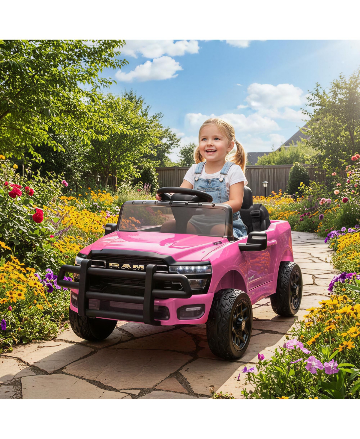 Qaba 12V Licensed Dodge Ram 3500 Kids Ride on Car with Dual Motors,
