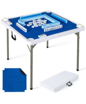 35-Inch Folding Mahjong Table for 4 Players with Cup Holders and Card Slots