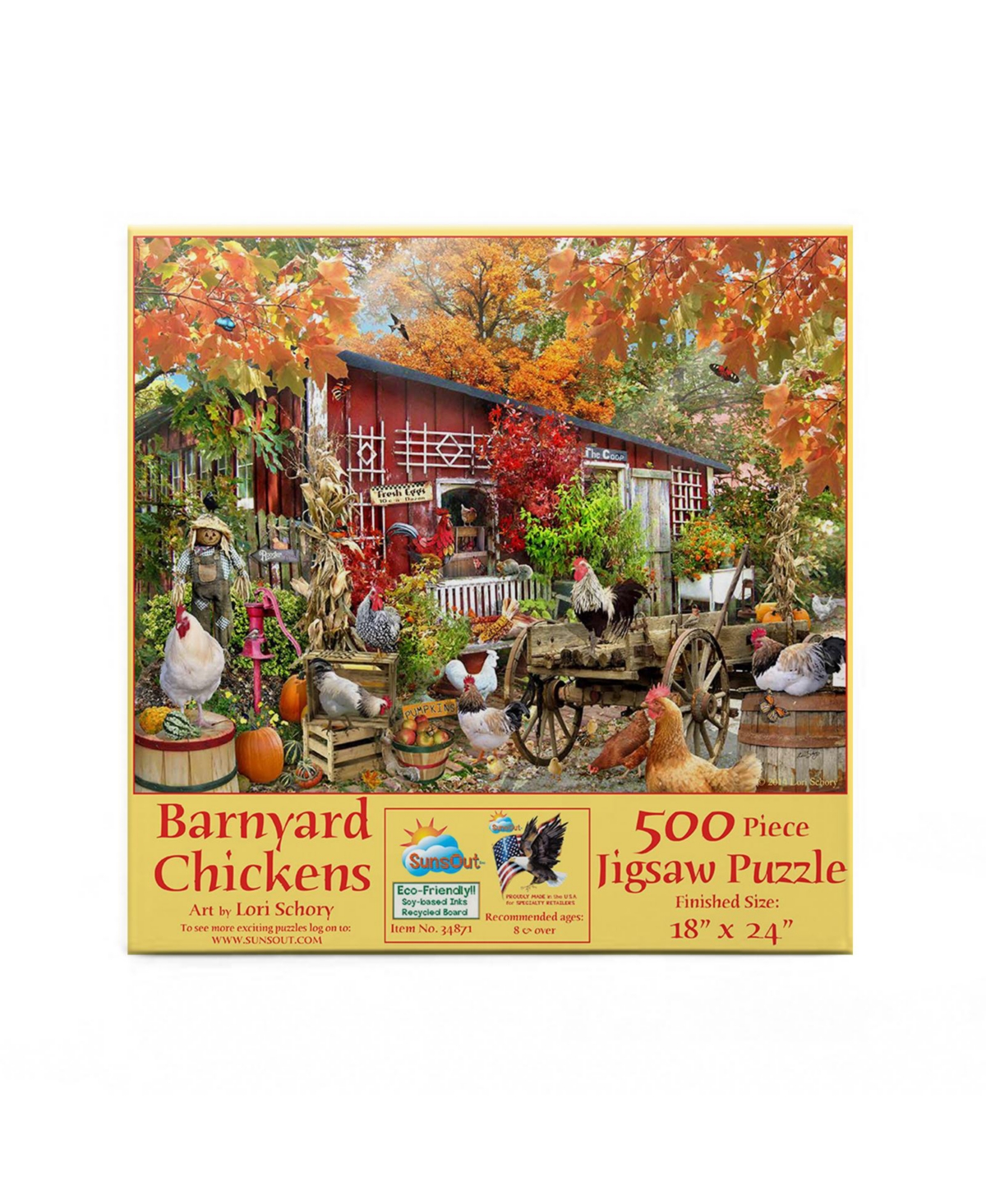 SunsOut Barnyard Chickens 500 piece Jigsaw Puzzle for Adults
