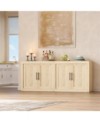 70.8" Sideboard Buffet Cabinet with Storage, 4-Door Mid-Century Modern Wood Credenza, Coffee Bar & Media Console for Living Room