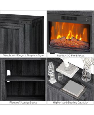 67" Fireplace TV Stand with 23" Insert, 3 Brightness Levels, Remote & Timer, Media Console