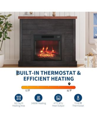 38" Fireplace Mantel with 19" Insert Heater, Adjustable Flame Brightness, Remote Control