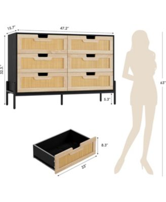 + 6-Drawer + Rattan & Wood + Farmhouse/Modern Style + Dresser