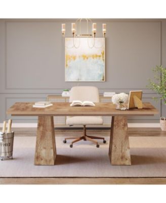 63-Inch Executive Desk, Large Office Computer Desk with Double Pedestal, Modern Simple Workstations