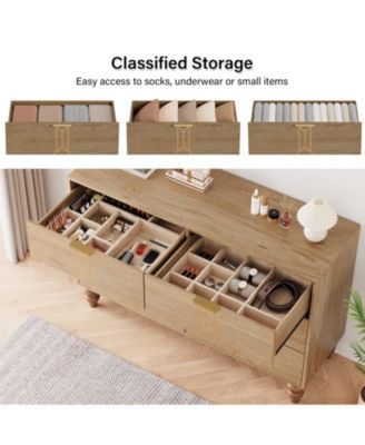 6 Drawer Dresser with Vintage Pattern Design, Modern Chest Dresser