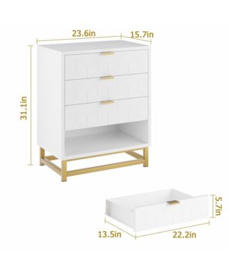 4 Drawer Gold Metal Handles and Sturdy MDF Construction Modern Dresser