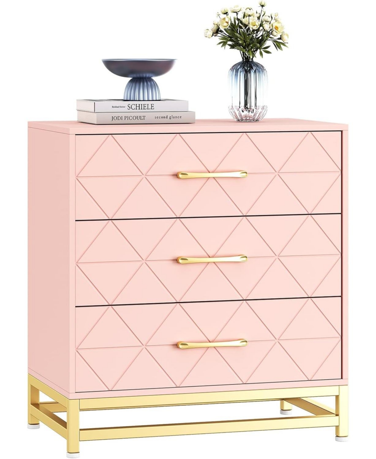 gaomon 3-Drawer Bedroom Dresser, Modern Wide Drawer Chest with Metal Handles, Wooden Storage Organizer for Bedroom