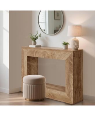 47in Farmhouse Console Table with Storage Shelf, Wood Sofa Table Behind Couch, Vintage Hallway Accent Table for Living Room Entryway