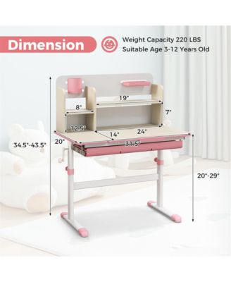 Kids Multifunctional Study Table Study Desk w/ Tiltable Desktop Book Stand