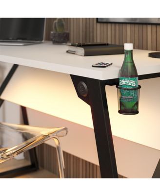 Genesis Electric Adjustable Height Gaming Desk with USB Charging and RGB Lighting White Ergonomic Standing Desk for Professional Gamers