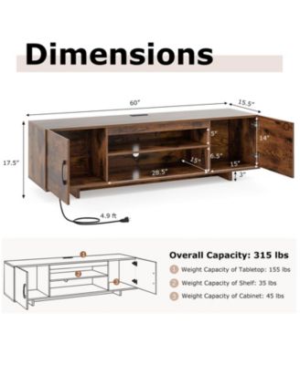 TV Stand for 70" TVs Modern Entertain Center with Power Outlet & 2 Cable Holes