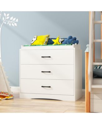 Multi-purpose changing table with three drawers, baby changing station with changing table top and drawers