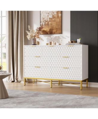 Modern 7 Drawer Dresser for Bedroom, Long Wooden Chest with Deep Drawers and Wide Top for Living Room, Closet, Hallway