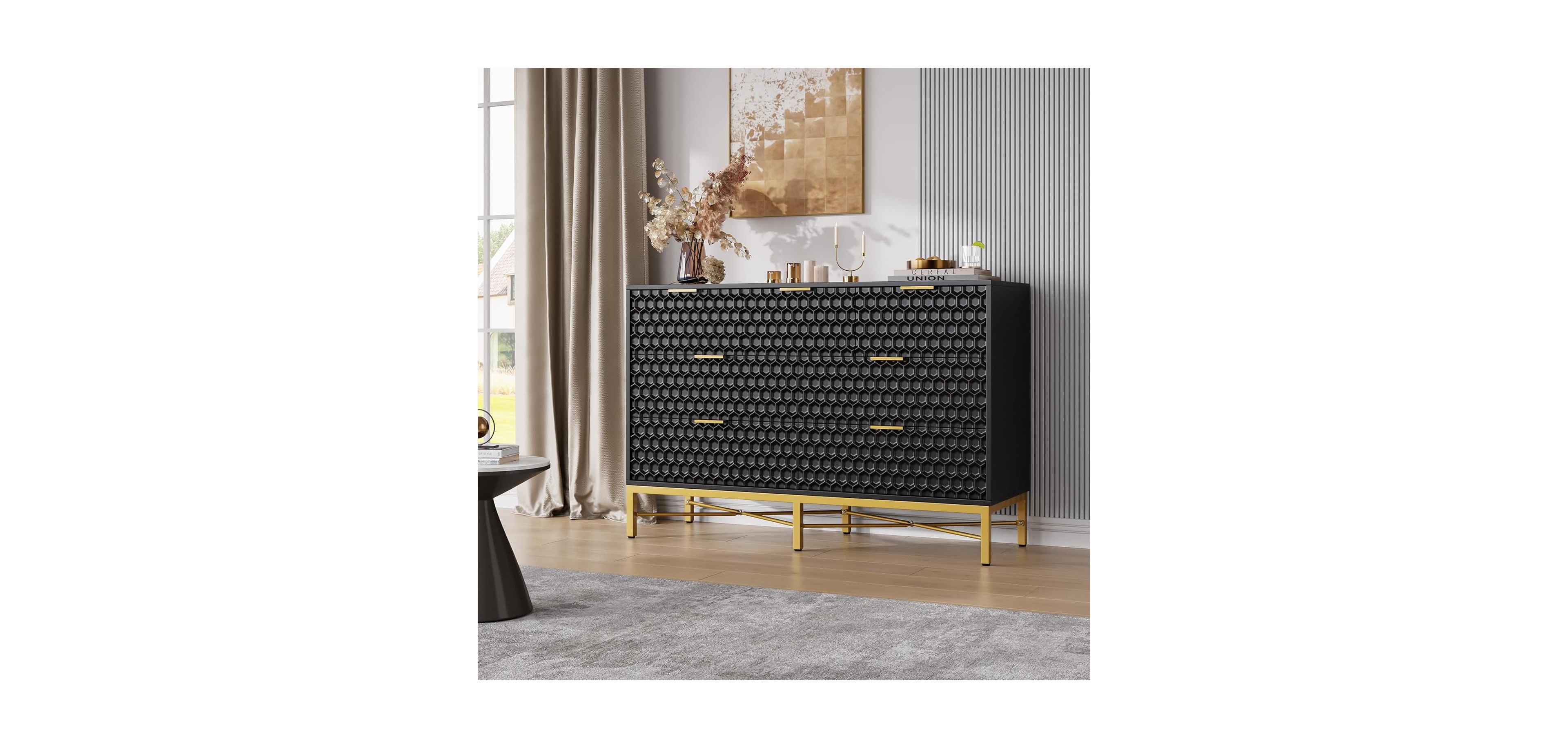 gaomon Modern 7 Drawer Dresser for Bedroom, Long Wooden Chest with Deep Drawers and Wide Top for Living Room, Closet, Hallway