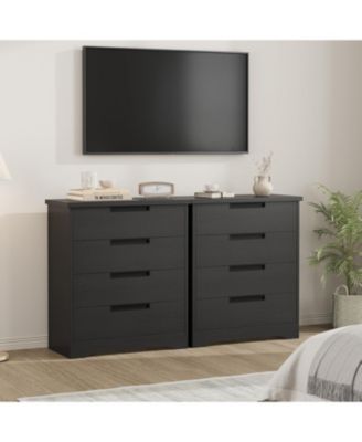 Black Wooden Dresser Chest of Drawers Dresser with Embedded Handles Design and 4 Drawer Organizer