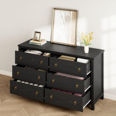6 Drawer Dresser for Bedroom, 47 in Wide Dresser, Chest of Drawers
