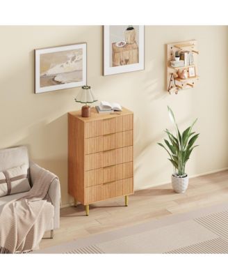 5-DrawerWooden Fluted Design, Smooth-Glide Drawers, Durable Construction Dresser