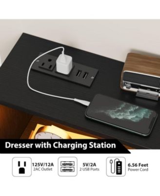 6 Drawer Double Dresser with Charging Station