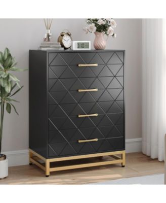 4-Drawer Engineered Wood Soft-Close Glides, Anti-Tip Kit, Space-Saving Design Tall Dresser