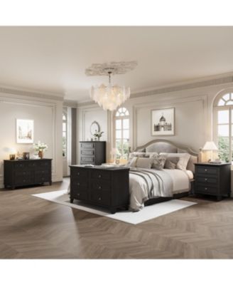 6 Drawer Dresser, Wooden Storage Chest of Drawers with Exquisite Metal Handles, Large Wide Dresser TV Stand