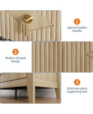 Fluted Dresser for Bedroom 27.5" Wide, 3-Drawer Wood Dresser Nightstand for Bedroom, Modern Chest of Drawers