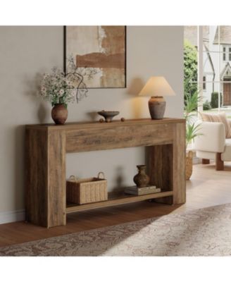 70.9-Inch Console Tables for Entryway, Narrow Wooden Long Sofa Table Behind The Couch, Rustic Brown
