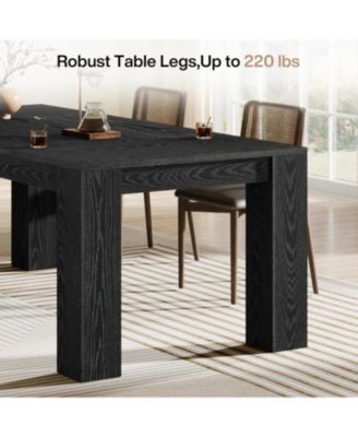 Dining Table for 4 to 6, Rectangular Kitchen Dinner Table, Black Wooden Eating Table