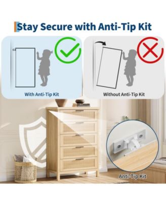 Fluted Dresser for Bedroom with 5 Drawers