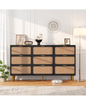 Rattan 9 Drawer Dressers for Bedroom