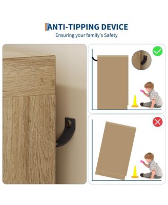 Storage Cabinet with 4 Drawers and 2 Doors, Freestanding Wardrobe with Hanging Rod