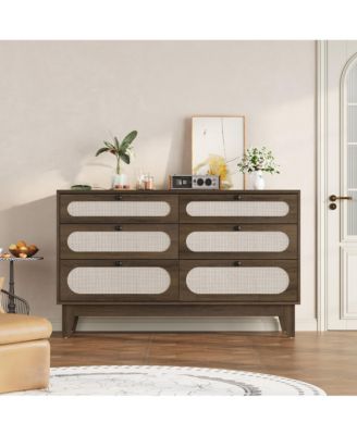 6 Drawer Dresser for Bedroom, Wide Modern Chest of Drawers